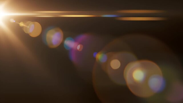 Real Shooted Cinematic Lens Flare Overlay on Black Background Slow Motion.