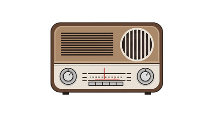 Vintage Retro Radio Illustration with Brown and White Colors.