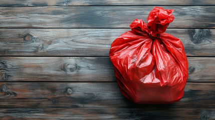 plastic bag for shopping on rustic background. sustainable lifestyle concept