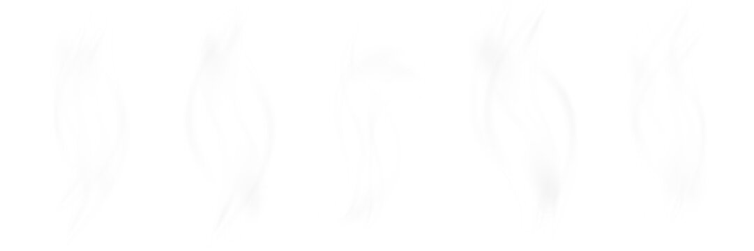 Realistic steam or smoke isolated on transparent background, hot tea or coffee vapor PNG
