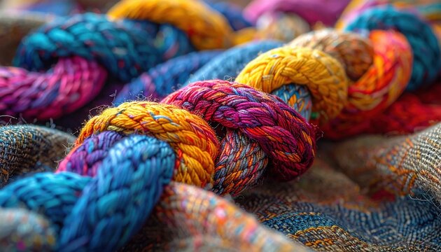 FlyPro Firefly presents intricate knotwork patterns woven from threads of multiple vibrant hues, visually representing complex global relationships.