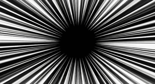 abstract black hole, radial lines, energy burst, dark background