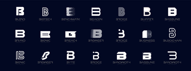 Modern Geometric Minimalist Abstract Creative Branding, Business Identity Design. Letters B Logo Concept Monogram Set for Startups, Businesses, Companies. Typographic Logos Collection. Vector symbols © artyway