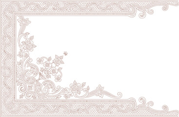 Vintage Floral Border Design with Ornate Patterns and Empty Space