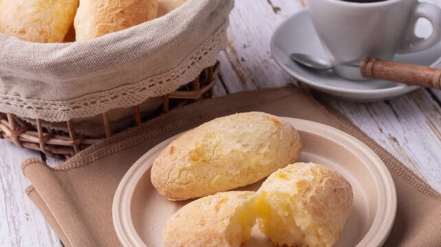 Cheese buns, typical south american biscuits with coffee