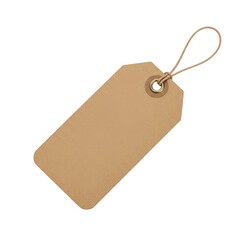 Fototapeta premium A close-up view of a brown paper tag with a string attached to it. isolated on transparent background