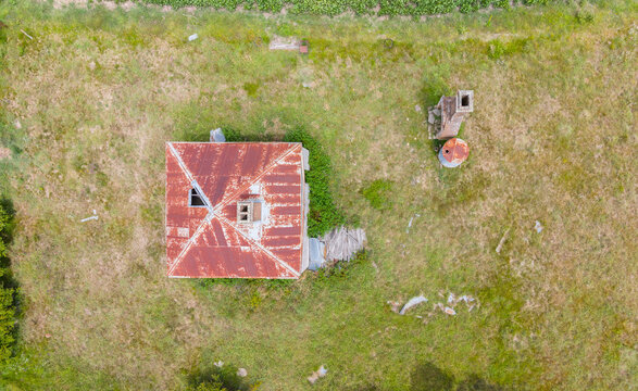 Aerial view of derelict Farmhouse outside Glen Innes