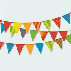 Obraz premium Colorful triangular pennant bunting hanging in rows
