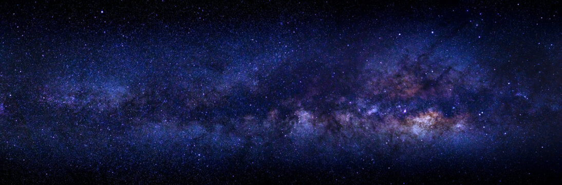 Panorama milky way galaxy with stars and space dust in the universe