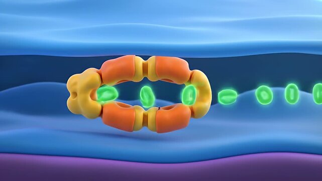3D Animation of Cellular Transport Protein Facilitating Molecular Passage Through Membrane
