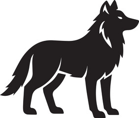 Fototapeta premium Black wolf silhouette icon standing side view