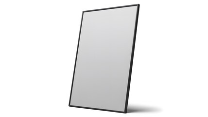 Fototapeta premium Minimalist Vertical Black Poster Frame Mockup Hanging on White Wall with Elegant Natural Sunlight Shadow