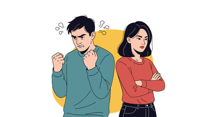 Fototapeta premium Angry and frustrated couple standing back to back while having a serious argument and feeling upset with each other.