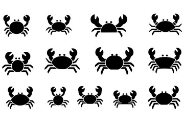 Obraz premium Crab Solid Icons Collection Minimal Simple Shapes Vector