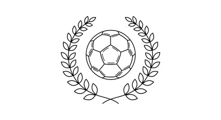 Obraz premium Soccer Ball with Laurel Wreath Emblem, Symbol of Victory on isolated white background