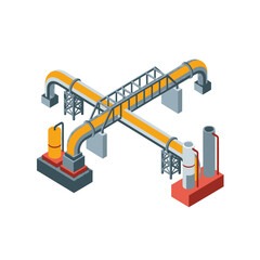 Industrial Piping System with Valves and Supports.