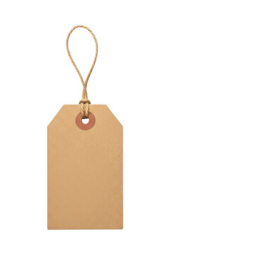 A brown paper tag with a string attached, ready for labeling and organization isolated on transparent background