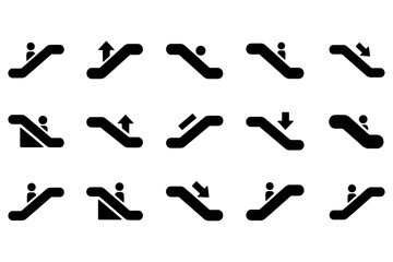 Escalator Icon Collection Flat Solid Simple Vector Design