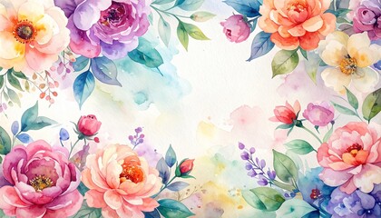 Vibrant Watercolor Floral Arrangement - A Colorful Bouquet of Blossoms and Greenery.
