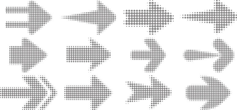 Arrow icon set. Halftone Arrow. Cursor. Black vector arrows icons. Collection different arrows sign. Modern simple arrows. Black arrow pointing to the right 