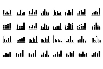 Obraz premium Histogram Solid Icon Set Simple Shapes Vector Illustration