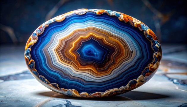 FlyPro Firefly Smooth Polished Agate Slice with Mesmerizing Swirling Blues and Browns