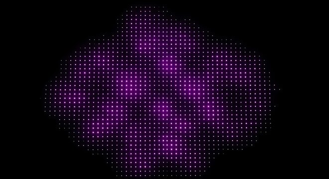 Purple pixelated human form on black background