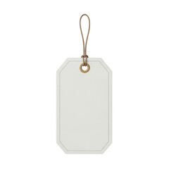 Fototapeta premium A blank white tag with a gold string attached to the top. isolated on transparent background
