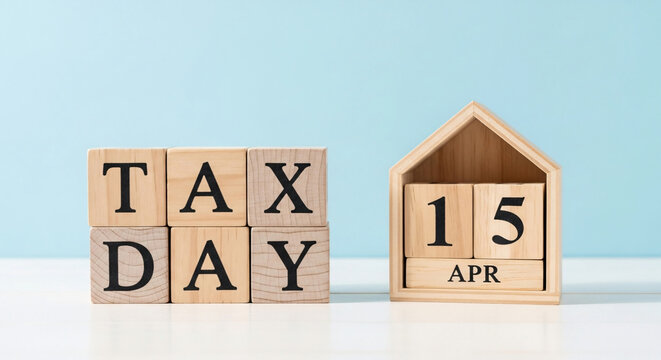 Tax day deadline concept with april 15 calendar