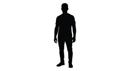 Fototapeta premium A stark full body depiction of a man standing forward presented as a classic black silhouette high quality professional