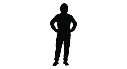 Obraz premium A stark full body silhouette of a person standing with hands on hips presenting a confident pose silhouette