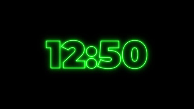 glowing neon 14 minute countdown animation from 840 seconds to 0 seconds. 14 minute countdown timer with alpha channel animation. 14 minute countdown 
