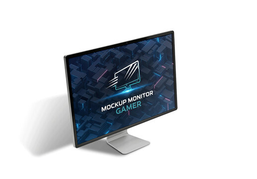 Screen Mockup Computer Monitor Isometric View