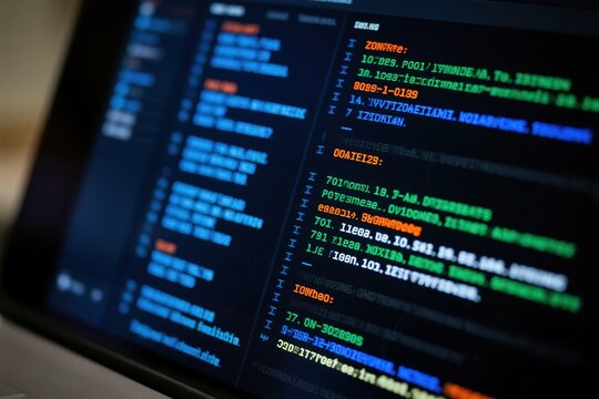 Closeup of computer screen displaying code