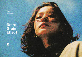 Retro Grain Print Photo Effect Mockup