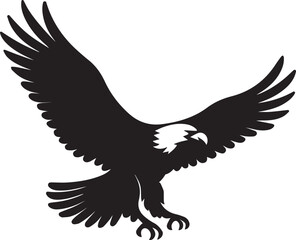 Obraz premium Stylized black silhouette of a bald eagle flying with spread wings