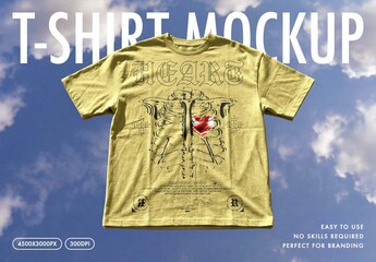 Floating T-Shirt Mockup on Sky Background