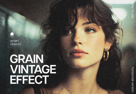 Grain Vintage Photo Effect Mockup