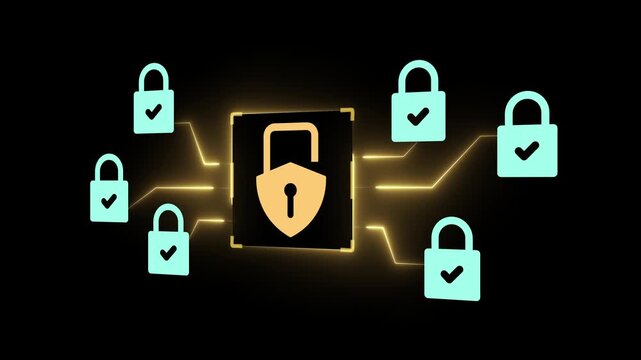 Access control system for network security. Secure multi-factor authentication and identity management. Motion graphics of access control concept. 4k animation.
