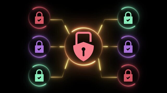 Access control system for network security. Secure multi-factor authentication and identity management. Motion graphics of access control concept. 4k animation.