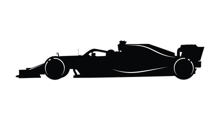 Obraz premium A sleek black formula one racing car is presented in a striking side profile silhouette high quality professional