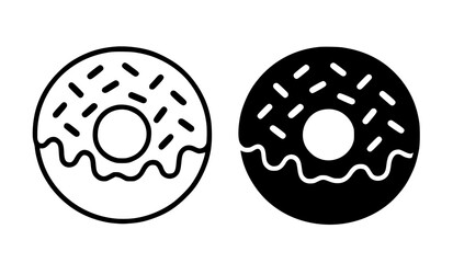 Fototapeta premium Donut illustration icon, featuring outline and silhouette design