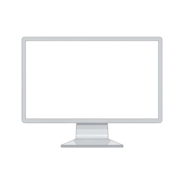 Modern computer monitor with a sleek design and a white finish on a desk. isolated on transparent background