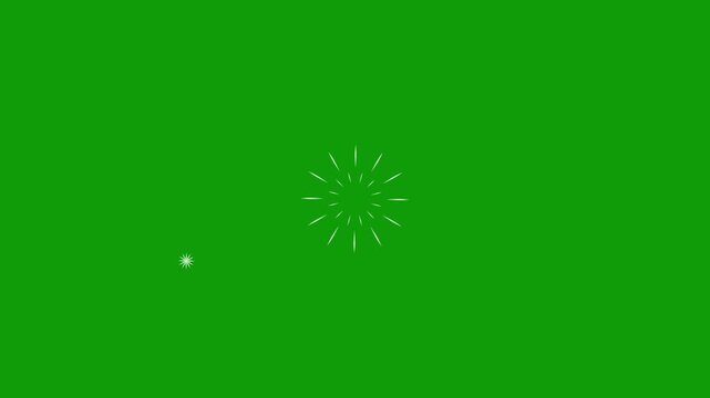 Firework display bursting, circle transitions in shiny, blast on green screen loop animation, accent highlights night sky pop-up animation, effects line shiny blast, 4K flat cartoon vector animation