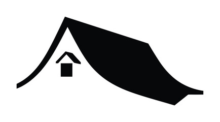 Svector graphic of a black tent with a small square window © Glows