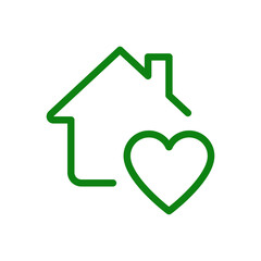Obraz premium A green house with a heart shape inside isolated on transparent background