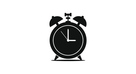 A striking black silhouette of a classic alarm clock with a single hand pointing to a specific time silhouette © Jahid