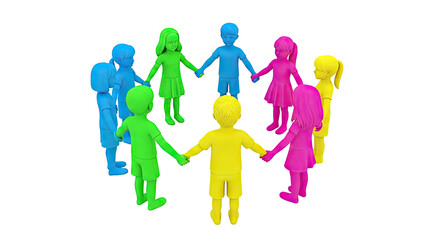 Diverse children holding hands in a circle
