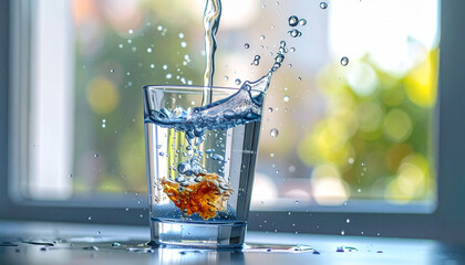 Macro shot of a pure water splash symbolizing freshness and clean resources