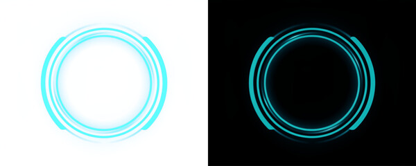 Blue Circular Radar Interface PNG Overlay with Transparent Background